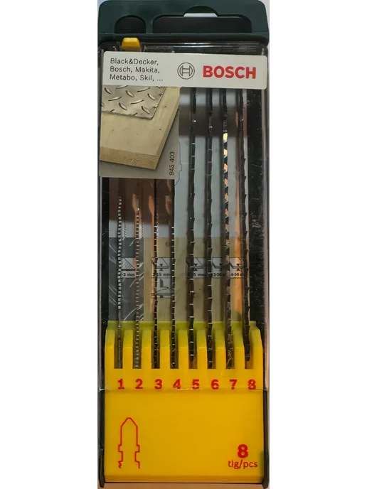 Универсальный набор пилок N458 для лобзика Bosch 8 шт, 8 шт