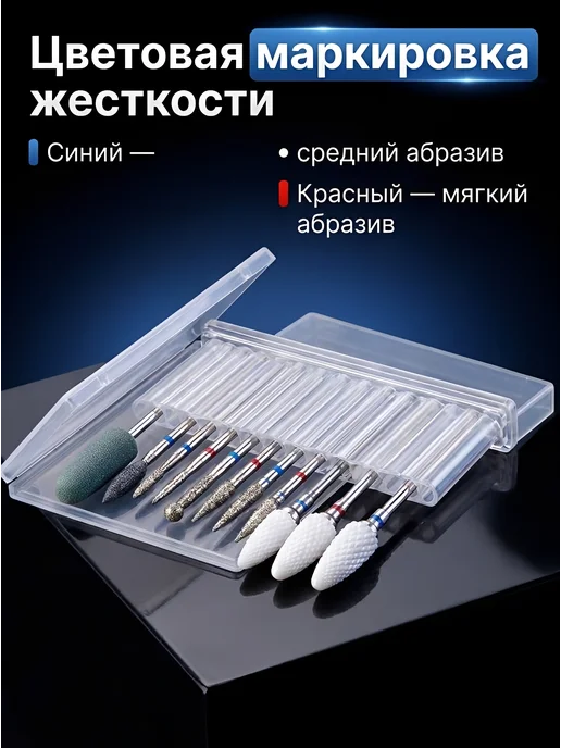 Профессиональный набор фрез для маникюра и педикюра, 12 шт, фото 5