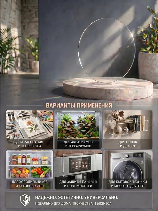 AcrilArt Прозрачное оргстекло. Круглые акриловые диски, 3 шт, d20 см, 3 шт, фото 4