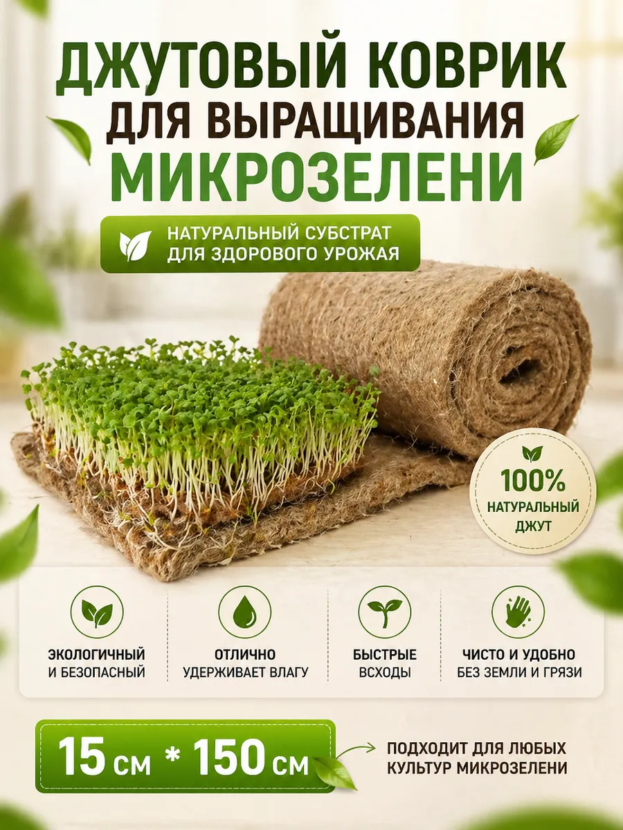 Джутовый коврик для выращивания и проращивания микрозелени