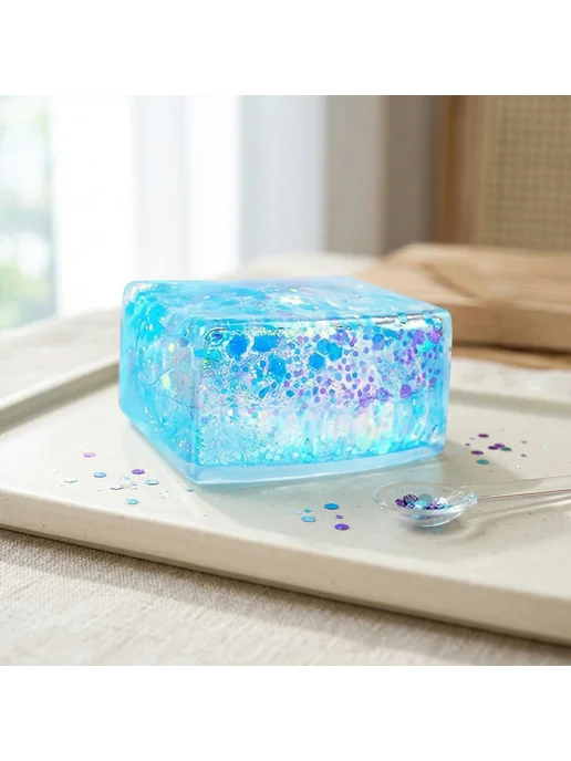 Антистресс-мяч Ice Cube с блестками, мягкий для детей и взро, вариант, фото 3