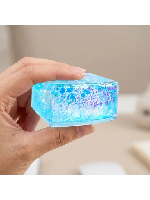 Антистресс-мяч Ice Cube с блестками, мягкий для детей и взро, вариант, фото 4