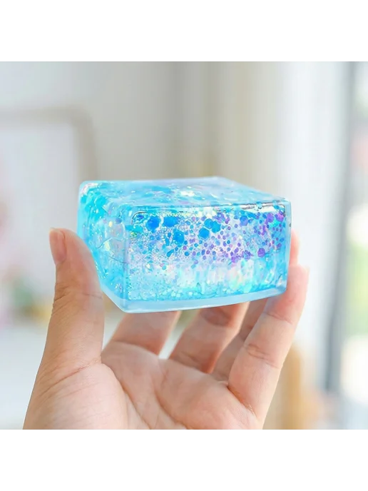 Антистресс-мяч Ice Cube с блестками, мягкий для детей и взро, вариант, фото 5