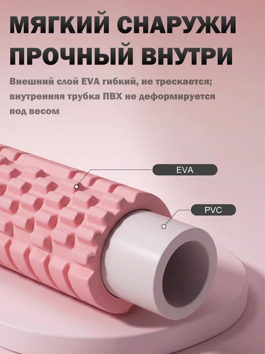 Массажный валик для спины, спортивный, ролик для МФР, розовый, фото 5