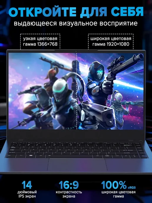Ноутбук игровой для работы "10-ядра 14"i5-1235U 16 ГБ +512ГБ, 16 ГБ, 512 ГБ, фото 7