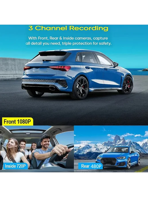 WiFi 1080P видеорегистратор с тройной камерой, парковка, HD, вариант, фото 2