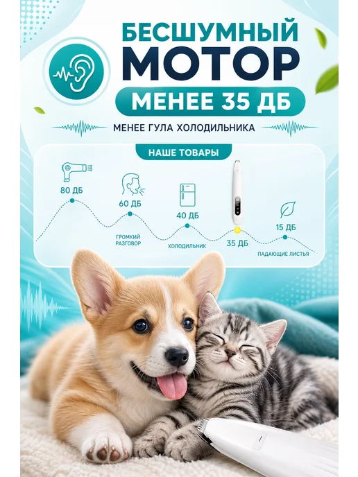 Quivlox Триммер для стрижки собак и кошек, белый, фото 7