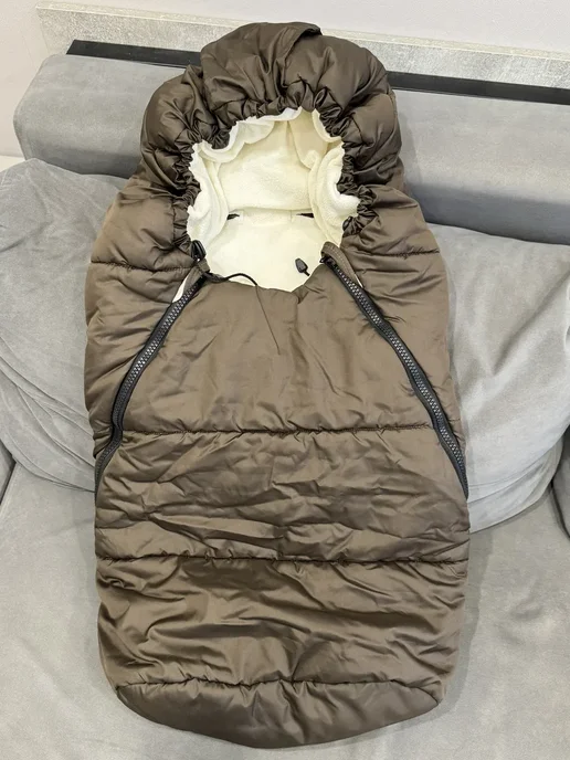HusKids Конверт для малышей в прогулочную коляску зимний кокон, коричневый