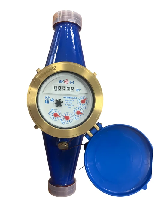 ЭКОМЕРА Счетчик воды холодный ЭКОМЕРА-25 260 мм с КМЧ, синий, фото 6