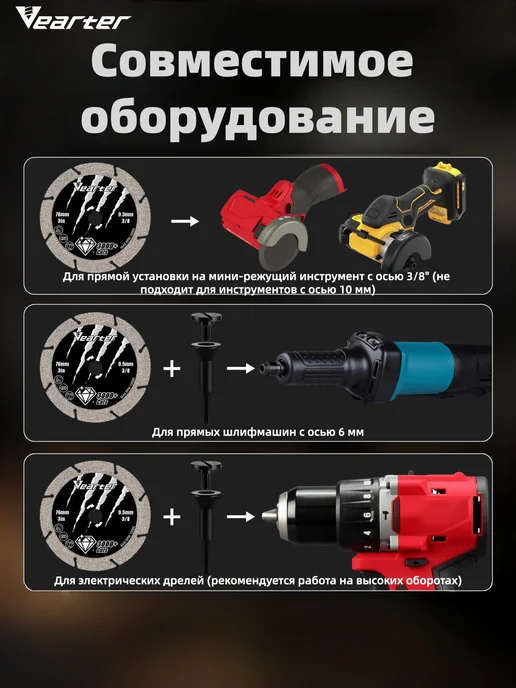 Алмазный отрезной диск по металлу 76мм 5шт хвостовик 6 мм, 5 шт, фото 4