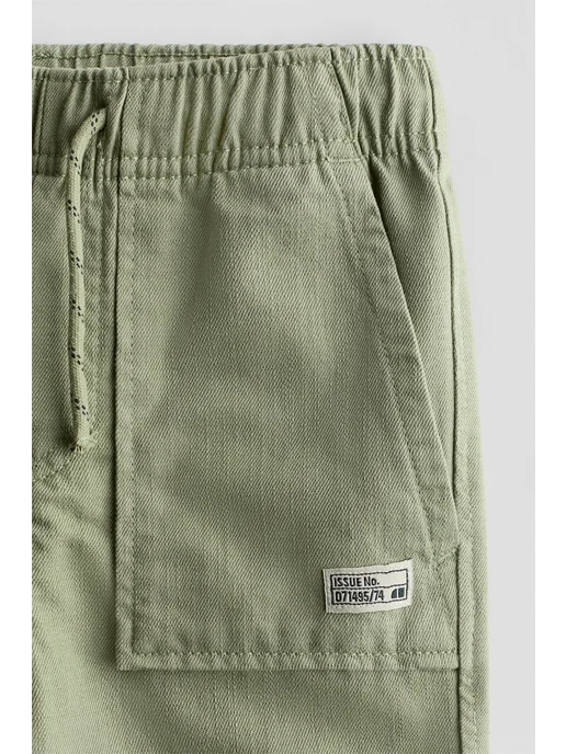 H&M Джоггеры из хлопковой саржи, зеленый, фото 2
