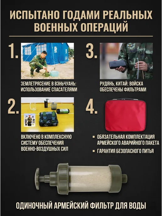 Портативный фильтр для воды походный, зеленый, фото 5
