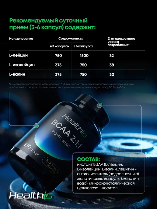 HealthIs BCAA порошок со вкусом малины, бцаа аминокислоты "ВСАА BCAA…, вариант, фото 6