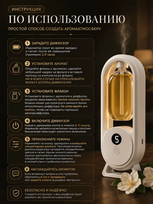 Аромадиффузор для дома электрический с эфирным маслом, белый, фото 7