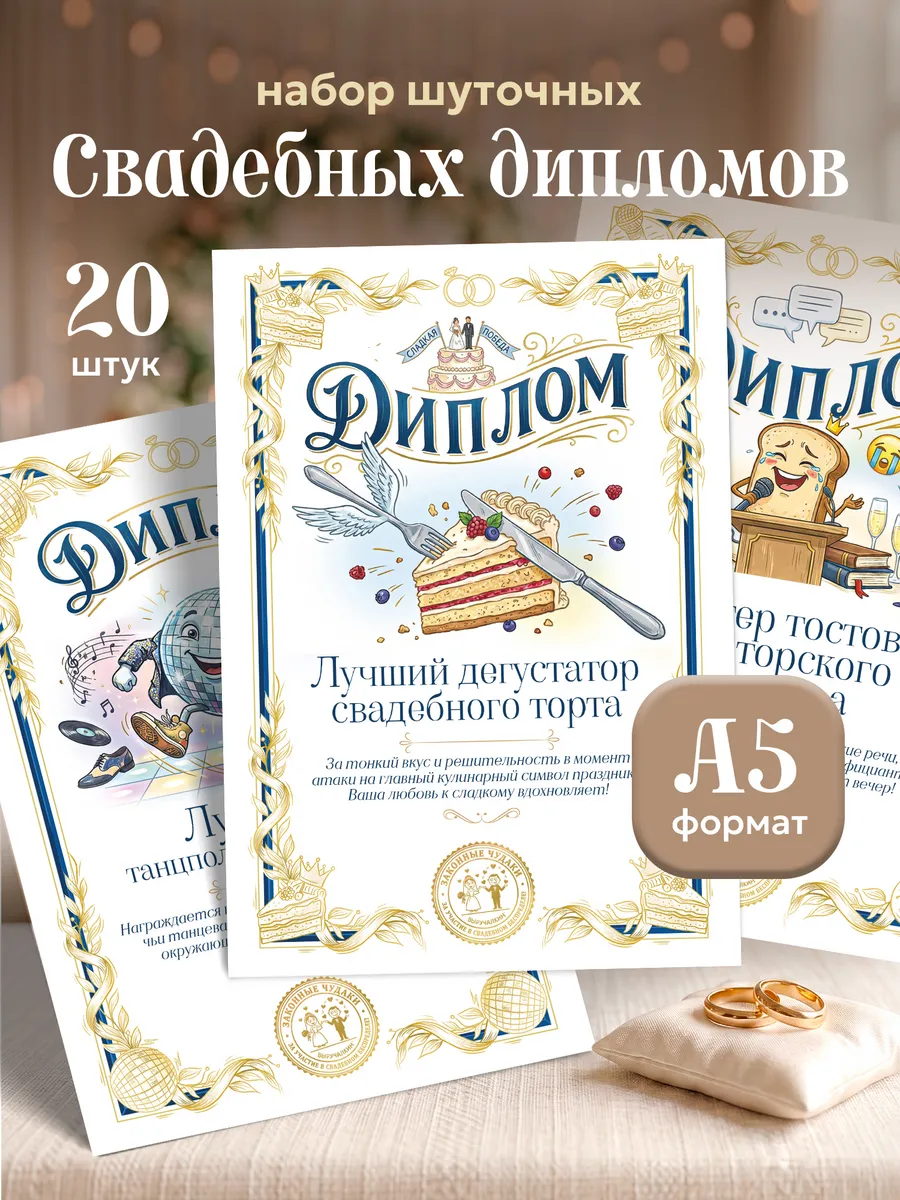 Дипломы свадебные шуточные