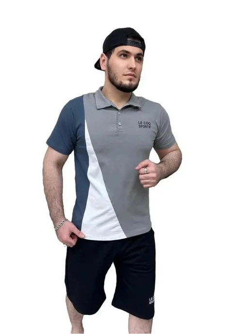 LVT FASHION Костюм летний с шортами и поло, серый, фото 2