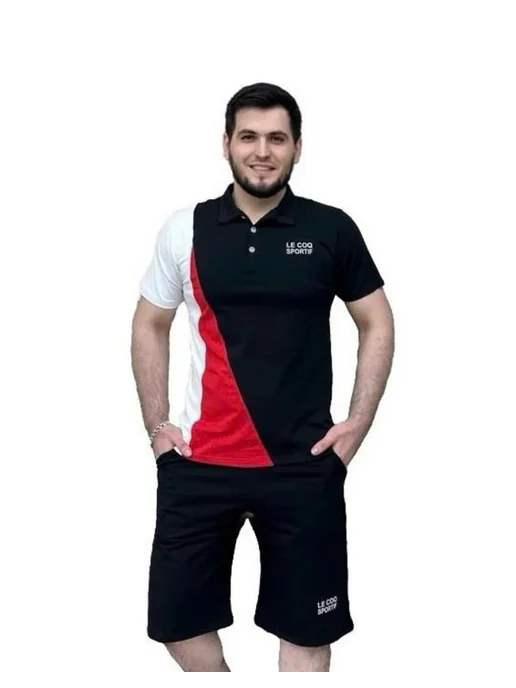 LVT FASHION Костюм летний с шортами и поло, черный, фото 2
