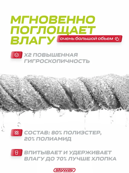 SKYWAY Микрофибра для авто, Тряпка для машины двусторонняя, 40x50 см, фото 4