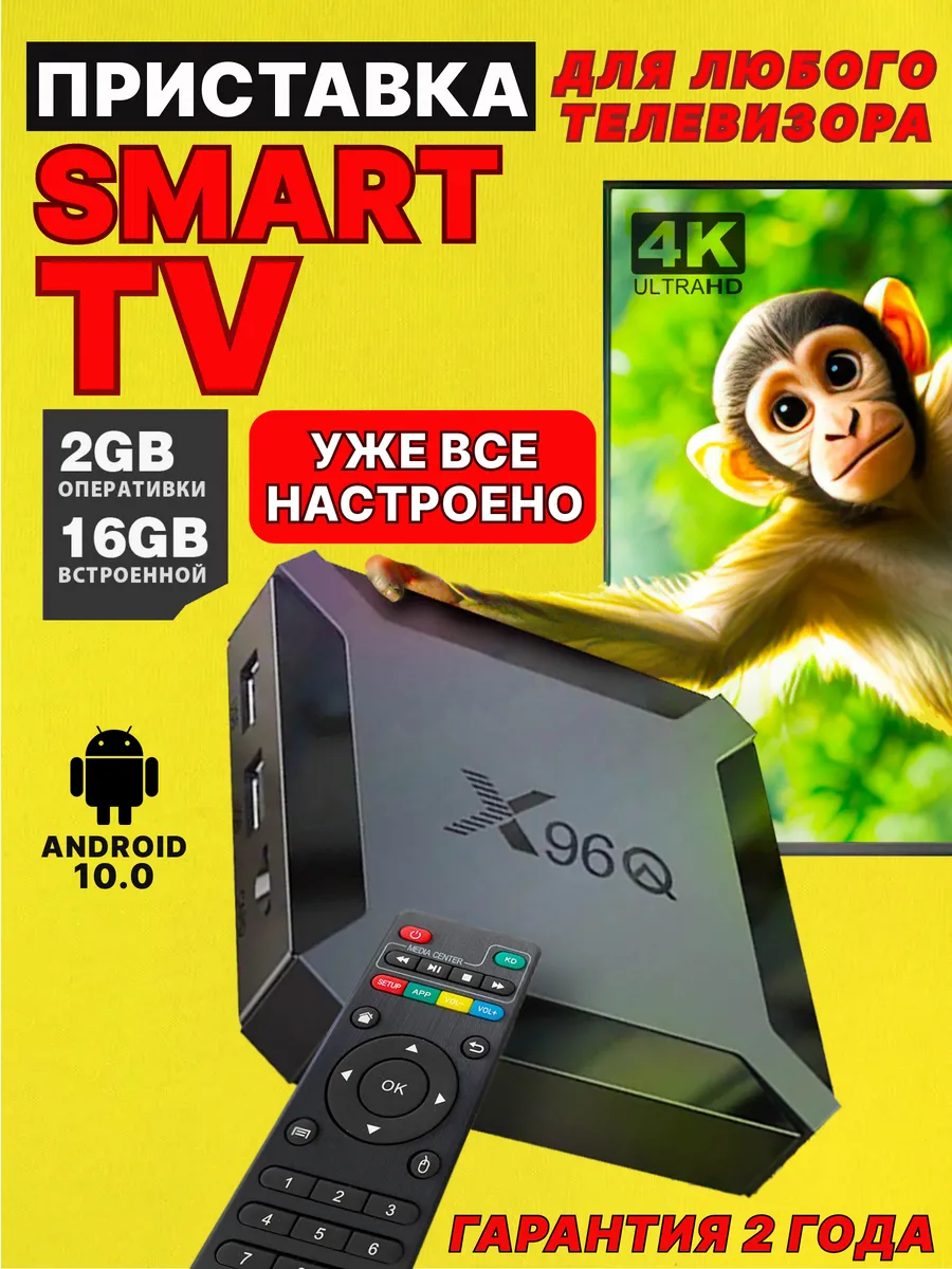 Смарт приставка для телевизора X96Q андроид 2/16Gb