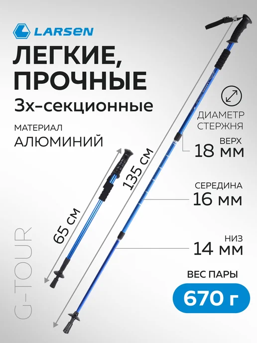 Larsen Палки для скандинавской ходьбы, синий, фото 2