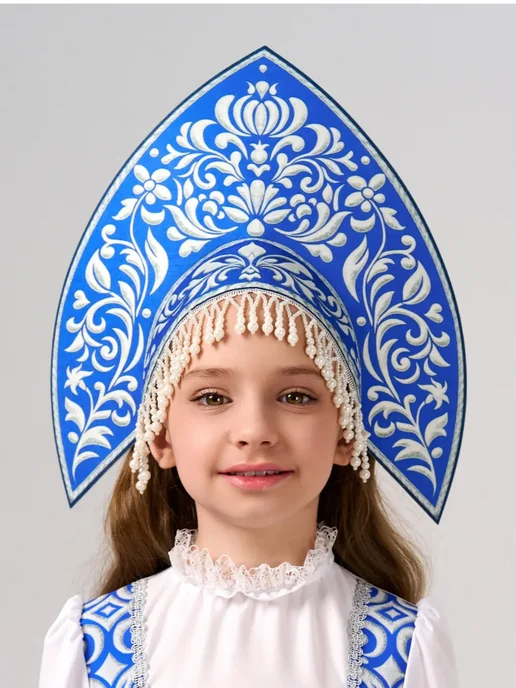 Марья Моревна Кокошник русский народный царевна Епаничка, синий
