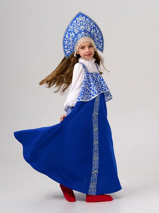 Марья Моревна Кокошник русский народный царевна Епаничка, синий, фото 4
