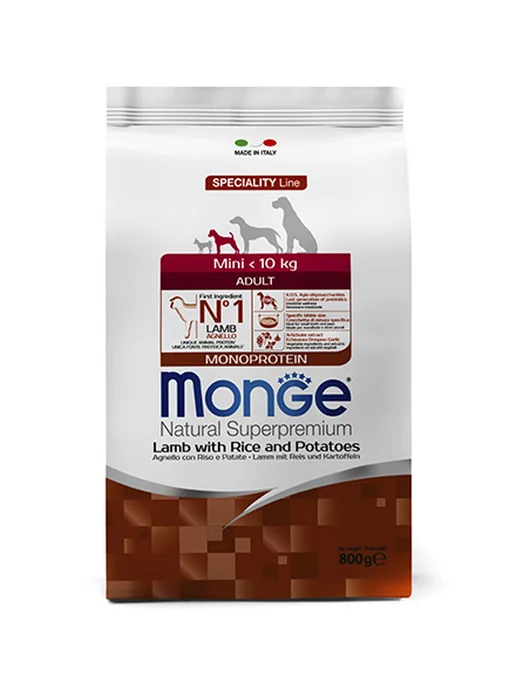 Сухой корм MONGE Картофель для собак, мелкие, ягненок, 0,8 кг