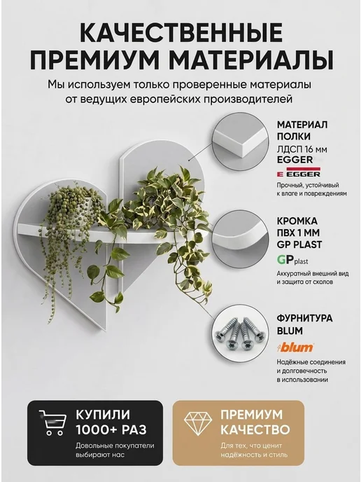 ТПК Меркурий Полка декоративная навесная для цветов, серый, фото 2