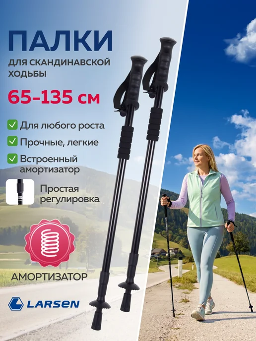 Larsen Палки для скандинавской ходьбы, черный