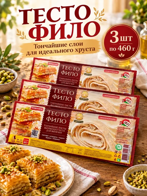 Тесто Фило для приготовления выпечки 2 шт, 3 шт
