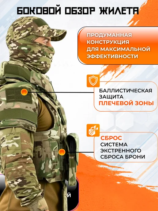 Бронежилет Бр5 тактический мультикам с бронеплитами, зеленый, фото 7