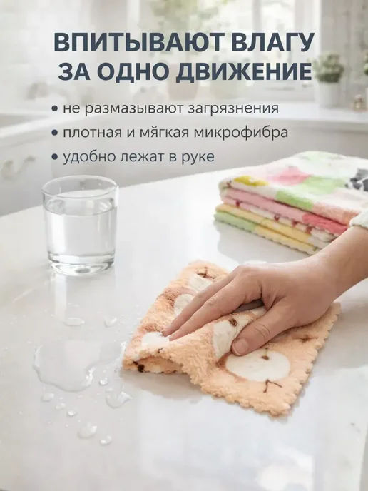 A.NI3 Тряпки для кухни и уборки салфетки из микрофибры набор 5 шт, 5 шт, фото 2