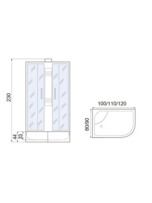 МОНОМАХ Душевая кабина XL Б К 120 90 44 МЗ R, белый, фото 3