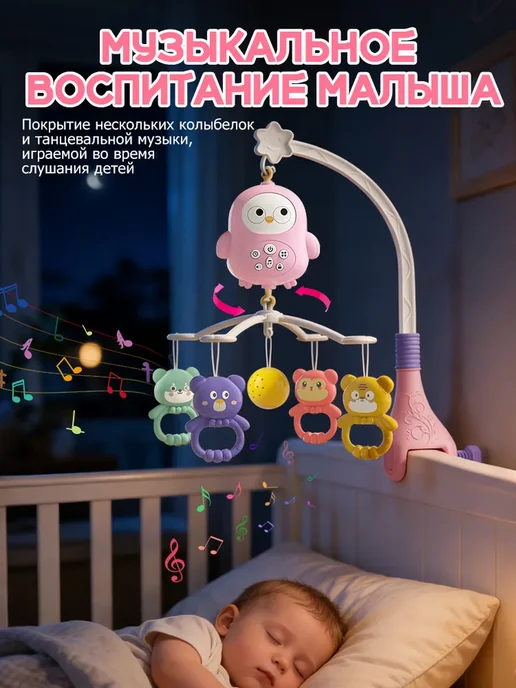 Мобиль детский в кроватку, для новорожденных,музыка, вариант, фото 6
