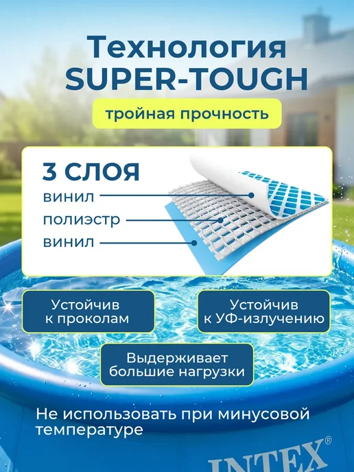 INTEX & Bestway INTEX - Бассейн надувной 244х76 см, 244x76 см, фото 5