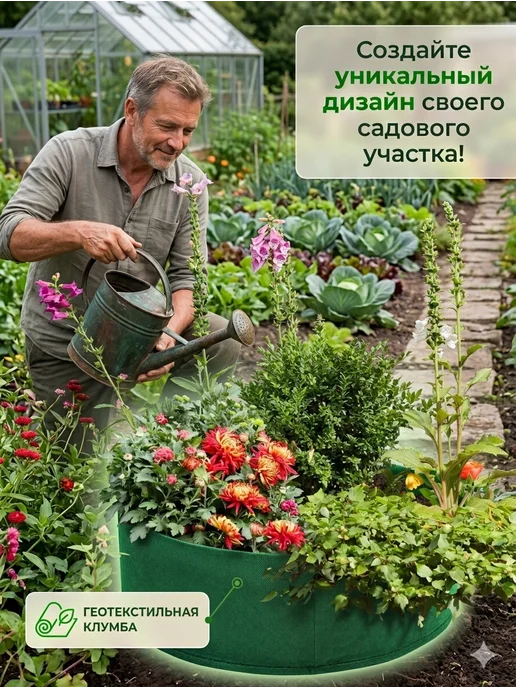 Благодатное земледелие Текстильная клумба грядка для растений d80 см(150л) 3шт, 150 л, 3 шт, фото 6