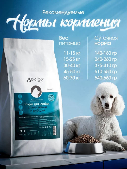 Сухой корм D-CaDo Pets Рубцом для собак, телятина, 15,1 кг, фото 5