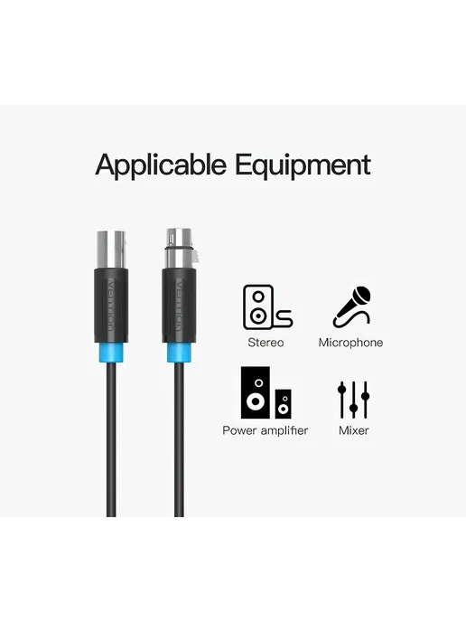 VENTION Аудио кабель для микрофона-мишера+колонок XLR 1.5М, 1 м, фото 6