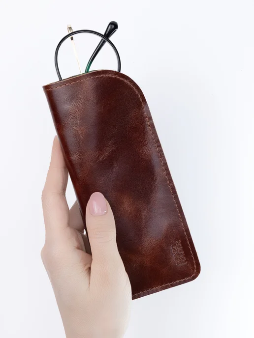 Smart Folder Футляр для очков из натуральной кожи, коричневый, фото 3