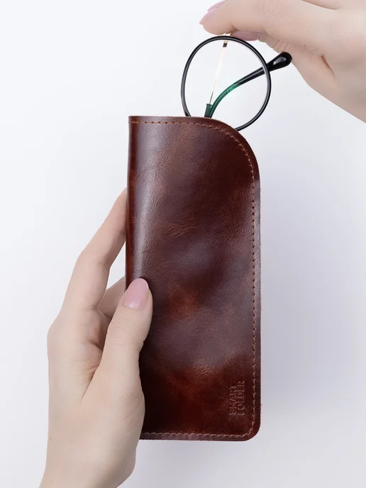 Smart Folder Футляр для очков из натуральной кожи, коричневый, фото 6