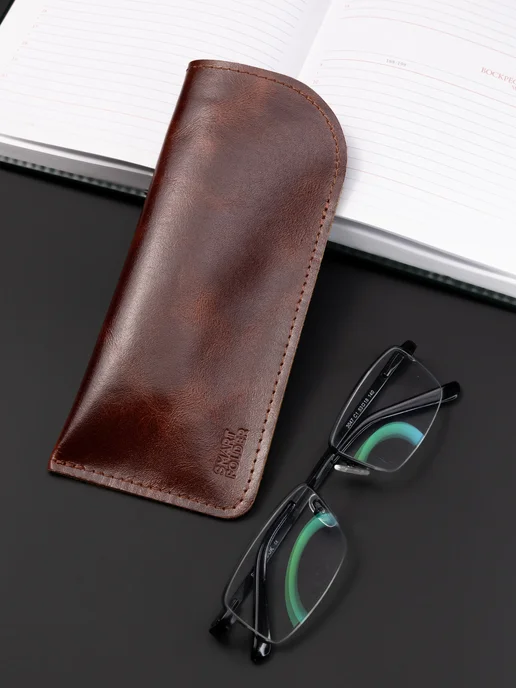 Smart Folder Футляр для очков из натуральной кожи, коричневый, фото 8