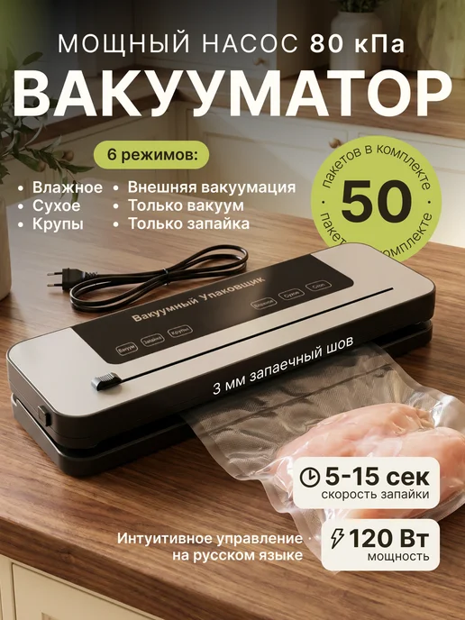 OMVI вакууматор для продуктов с запайкой пакетами и резаком, серый