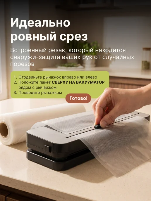 OMVI вакууматор для продуктов с запайкой пакетами и резаком, серый, фото 5