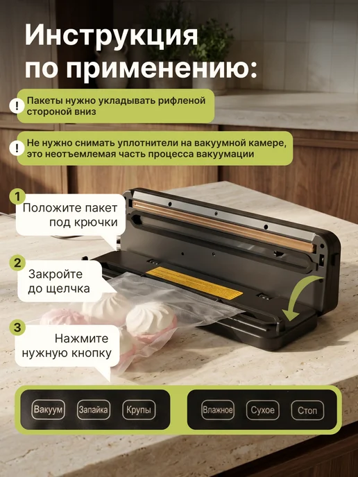 OMVI вакууматор для продуктов с запайкой пакетами и резаком, серый, фото 8