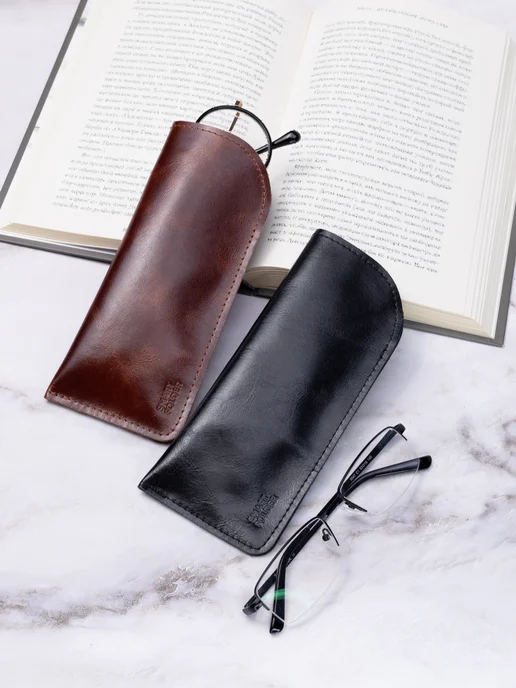 Smart Folder Футляр для очков из натуральной кожи, черный, фото 3