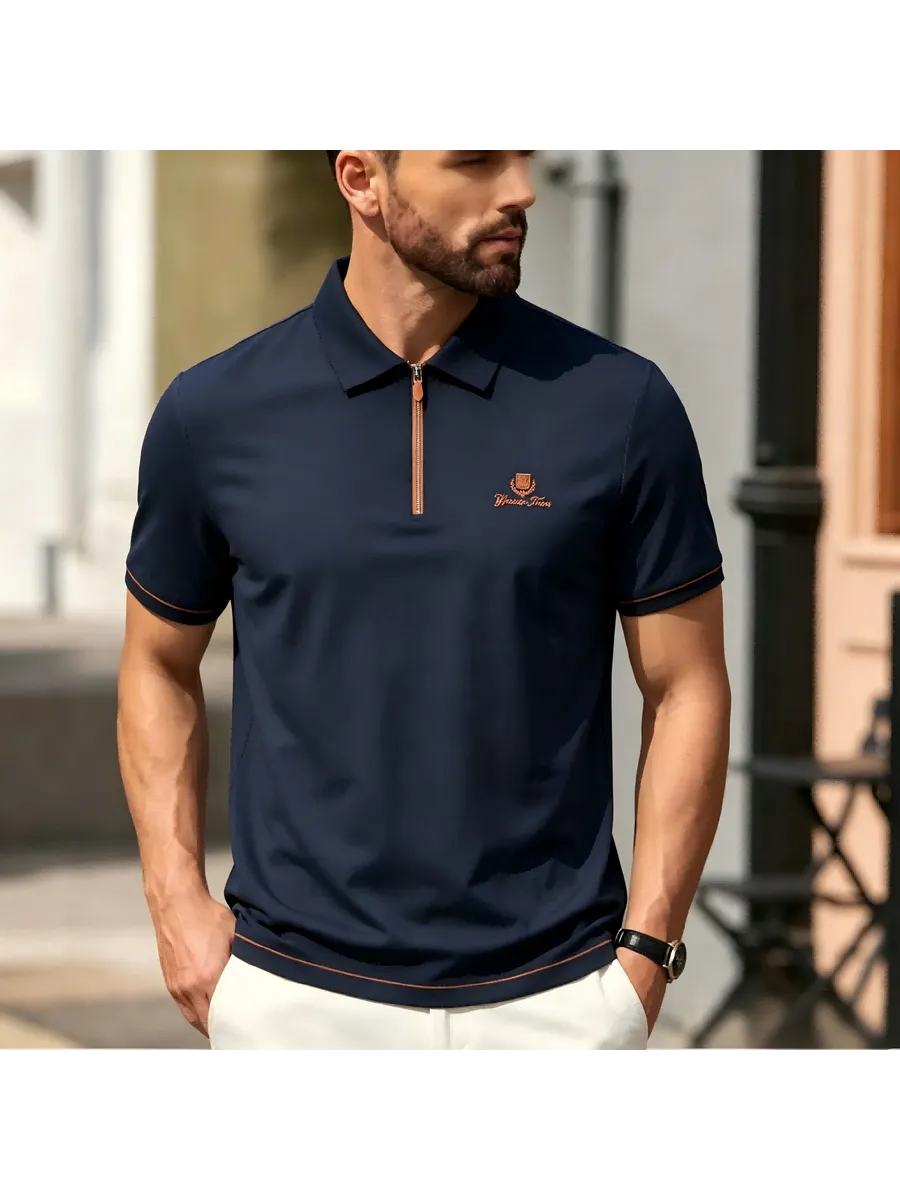 Новая летняя мужская вышивка, хлопок, деловой повседневный полосатый короткий рукав.