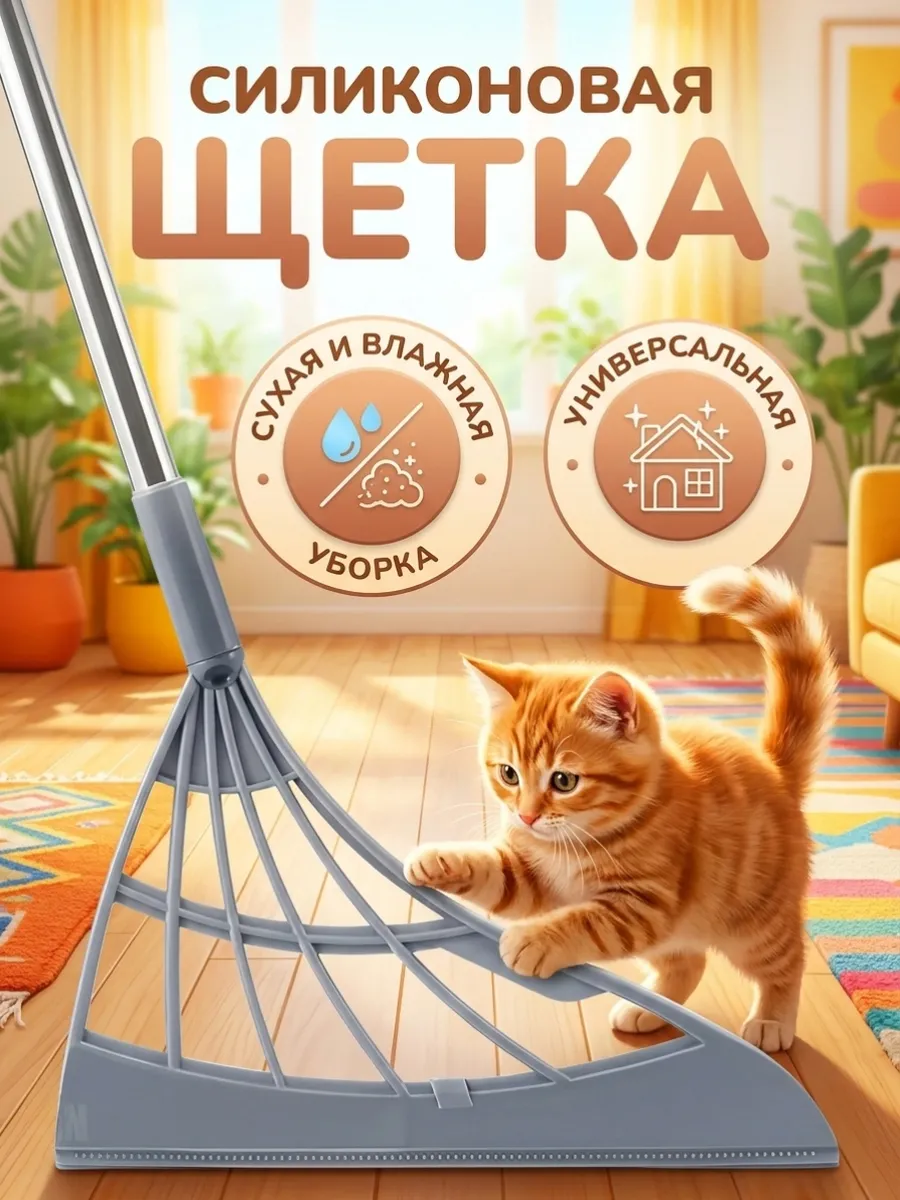 Веник щетка для уборки силиконовый
