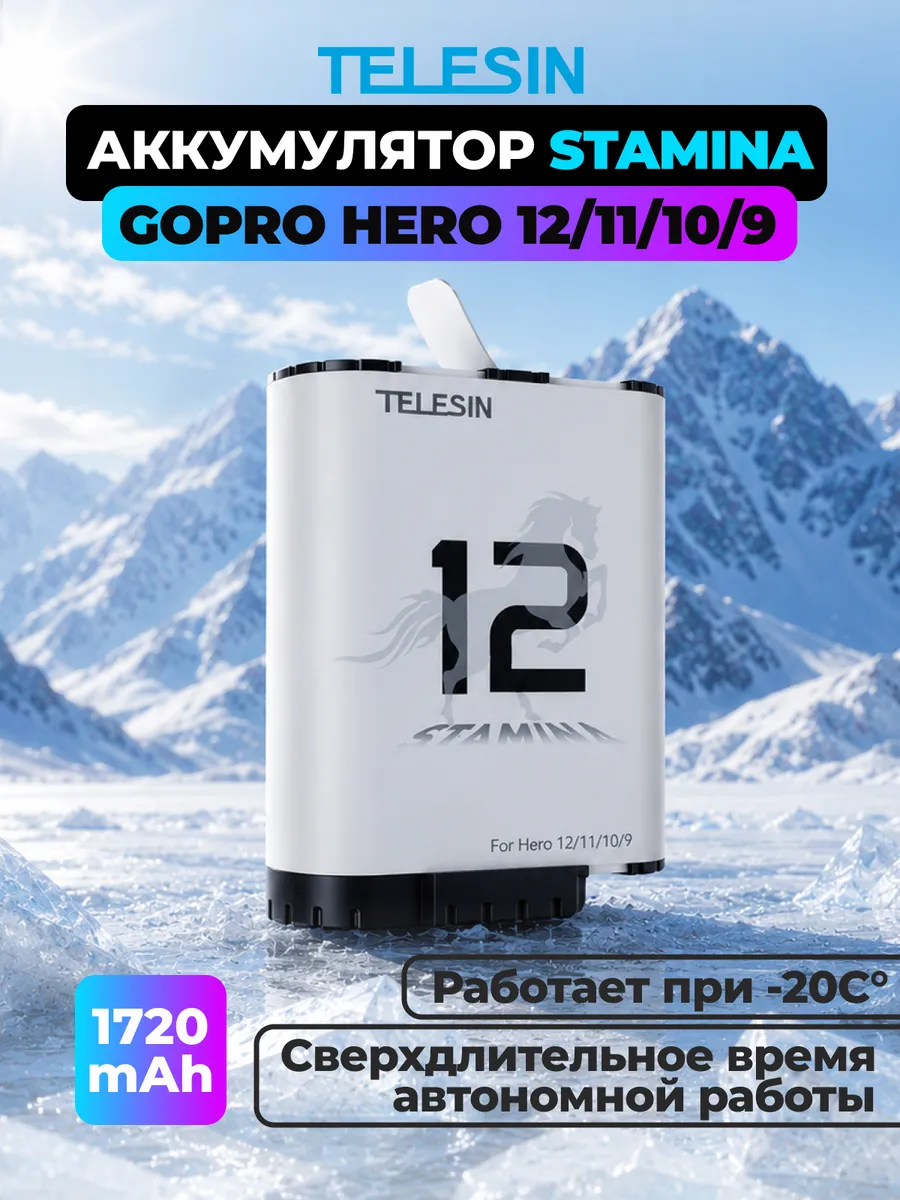 Аккумуляторная батарея Stamina для GoPro HERO 12/11/10/9