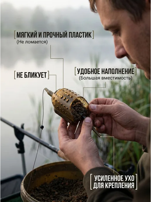 Рыболовный мир Кормушка карповая оснащенная, коричневый, фото 2