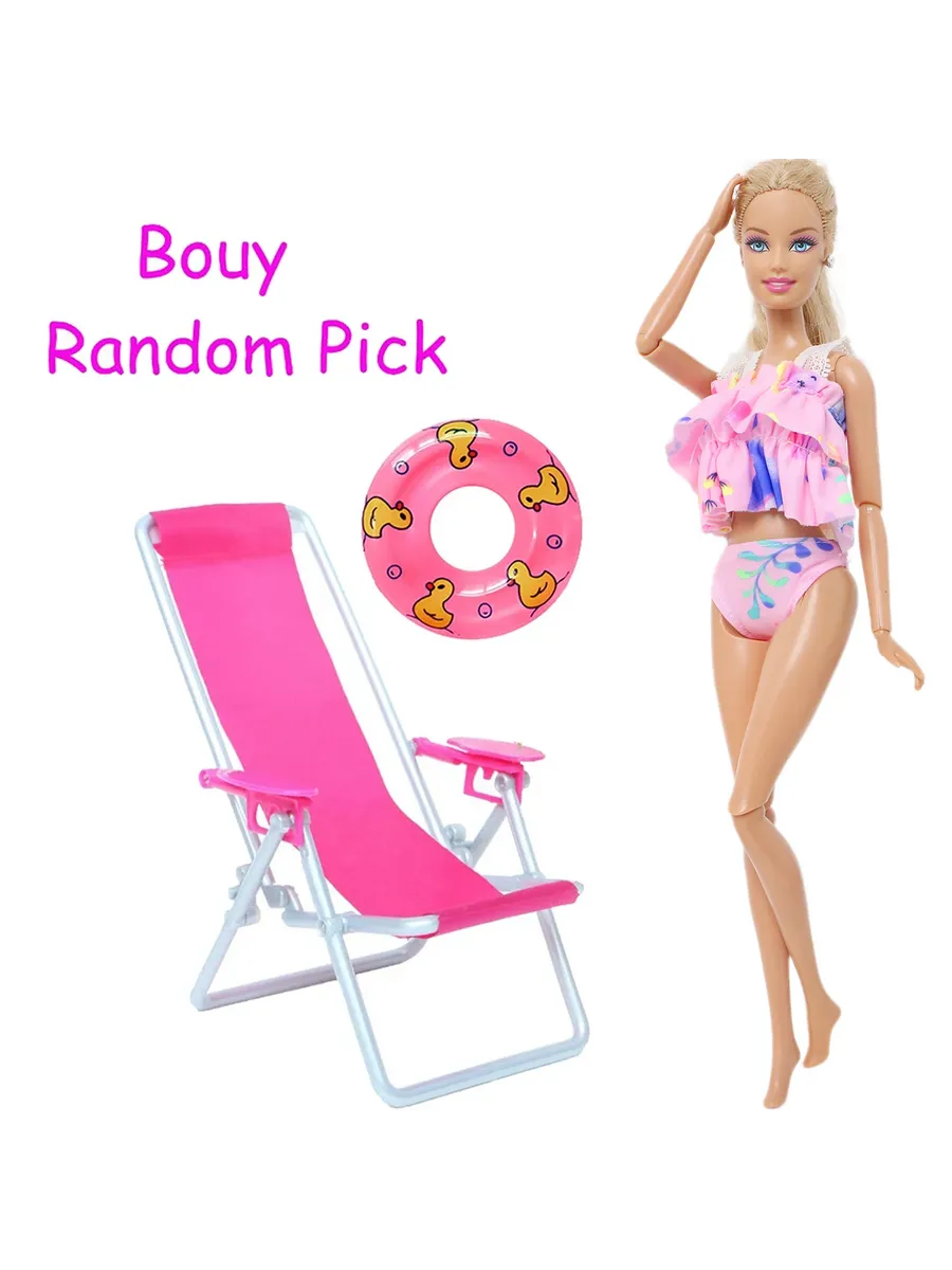 Кукла Барби в купальнике с кольцом и стулом, Цвет: NO DOLL 2